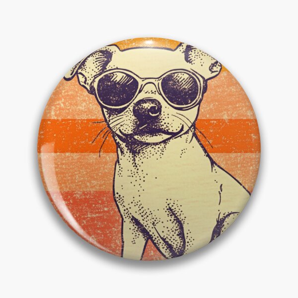 Aperçu de l'œuvre Chien Chihuahua rétro vintage en lunettes de soleil (Chiwawa) orange Sunset créée et vendue par TheCrownstudio.