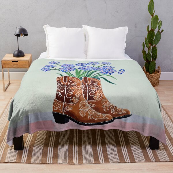 Item preview, Colorful Bluebonnet Cowgirl Boots Painting designed and sold by Magnolia Valley Art.