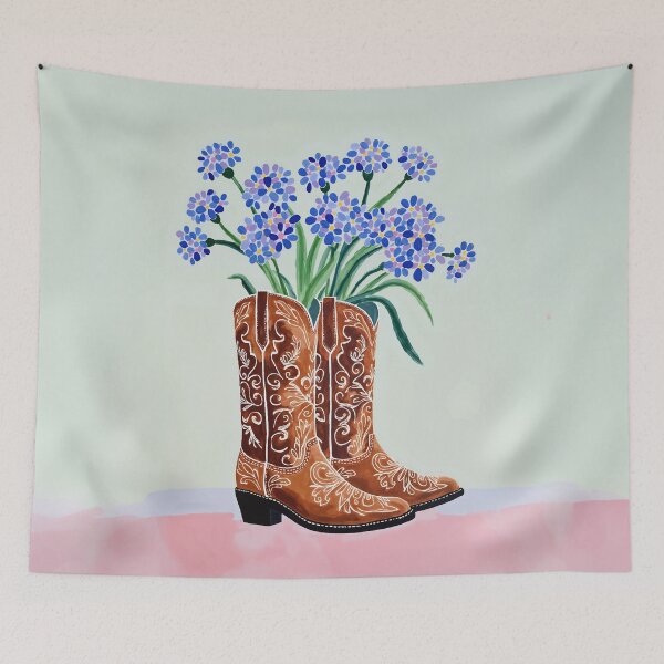 Item preview, Colorful Bluebonnet Cowgirl Boots Painting designed and sold by Magnolia Valley Art.