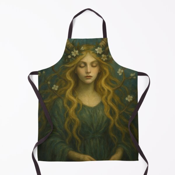 Item preview, Mystical Woman with Horns and Blossoms in Fantasy Style designed and sold by Lacritsa .