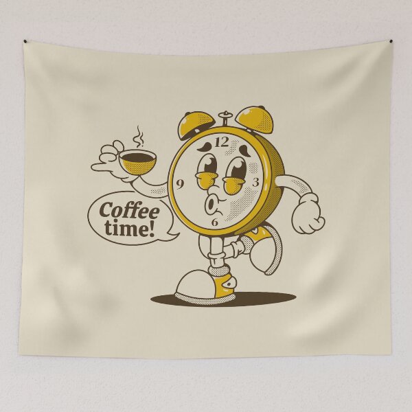 Item preview, Coffee time. Alarm clock character holding a coffee cup designed and sold by adipra.