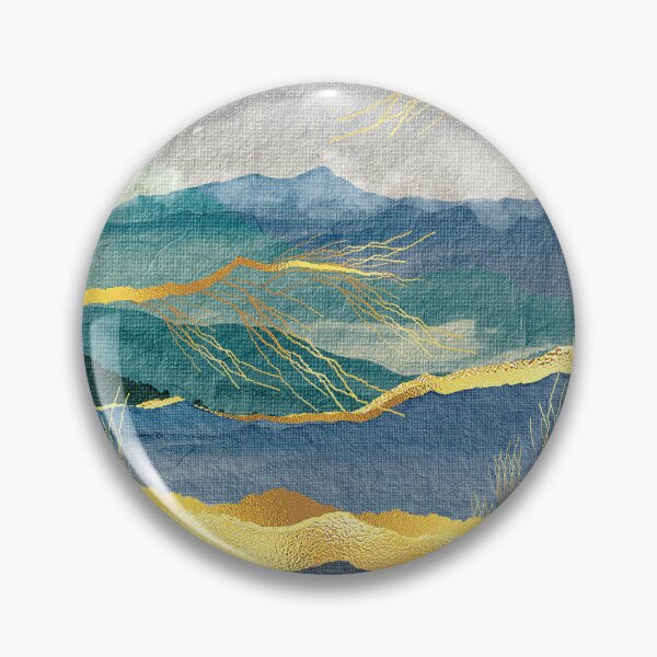 Item preview, Golden-Sunset Streaks With Teal Blue Mountains Abstract designed and sold by DEC02.