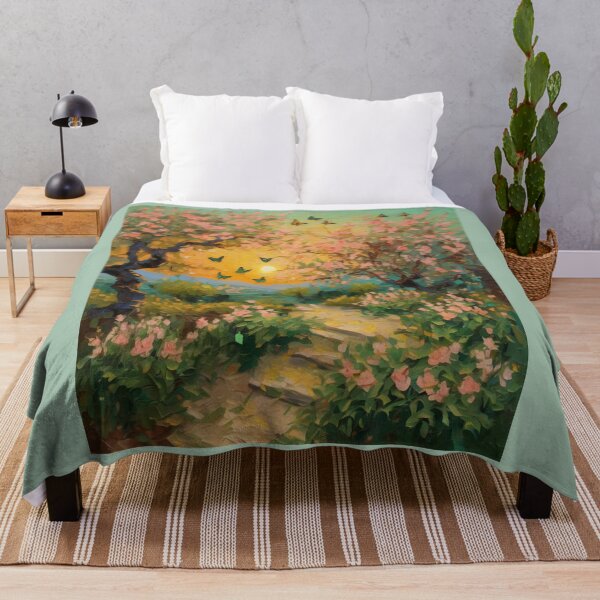 Item preview, "Secret Garden: Blooming Peach Blossoms and Colorful Butterflies" designed and sold by Artisticanvas.