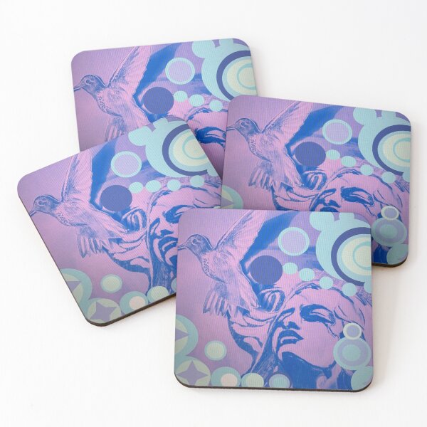 Item preview, Young lady surrounded by colorful circles and hummingbird, designed and sold by Dustydesert1.