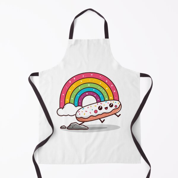 Item preview, Kawaii Donut Running Under Rainbow | Funny Cartoon Food Art designed and sold by ThaiArtShop.