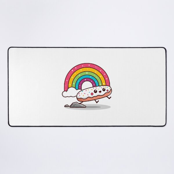 Item preview, Kawaii Donut Running Under Rainbow | Funny Cartoon Food Art designed and sold by ThaiArtShop.