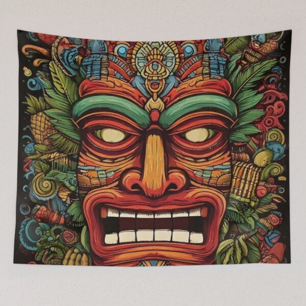 Item preview, Tropical Tiki Totem Mask Modern Art – Vibrant Island Pop Style - Tiki  designed and sold by CattlettArt.
