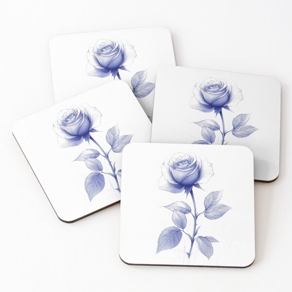 Item preview, Elegant Blue Rose Sketch designed and sold by NaughtyMeow.