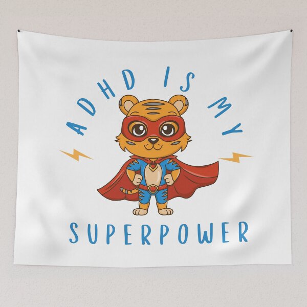 Item preview, ADHD Is My Superpower – Superhero Tiger Kids Design designed and sold by LittleMiddleMomma.