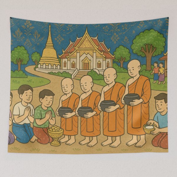 Item preview, Morning Alms in Songkran Serenity designed and sold by BobArtGallery.