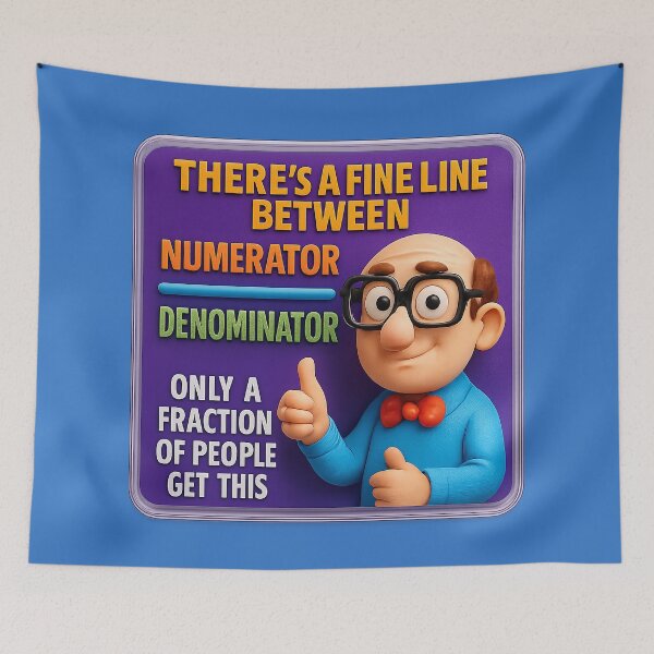 Item preview, Fine line between numerator and denominator – humorous math design designed and sold by Girih.