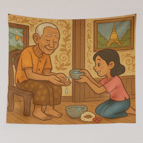 Item preview, Respectful Blessings in Songkran Home designed and sold by BobArtGallery.