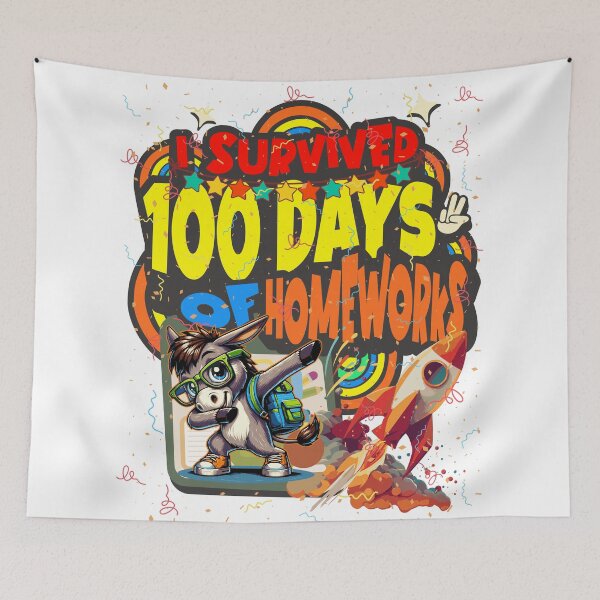 Item preview, I survived 100 Days Of Homeworks : Donkey designed and sold by Eksama Design.