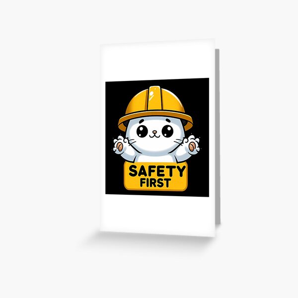 Item preview, Safety First Cat designed and sold by Funny Vintage Stickers And T-Shirts.