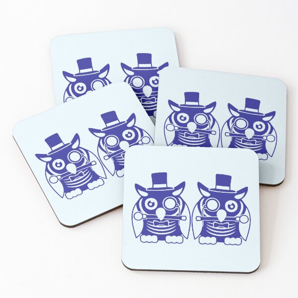 Item preview, 2 owls top hat monocle glasses rich two men team designed and sold by shirt-o-mat.