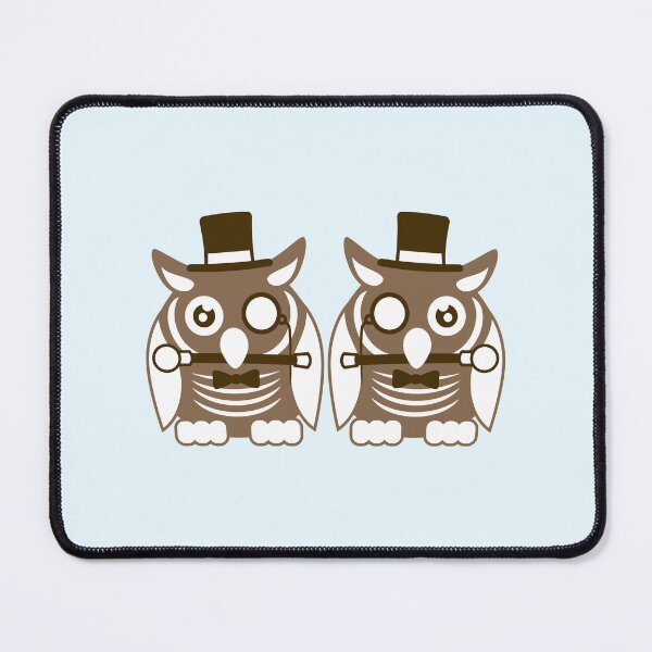Item preview, 2 owls top hat monocle glasses rich two men team designed and sold by shirt-o-mat.