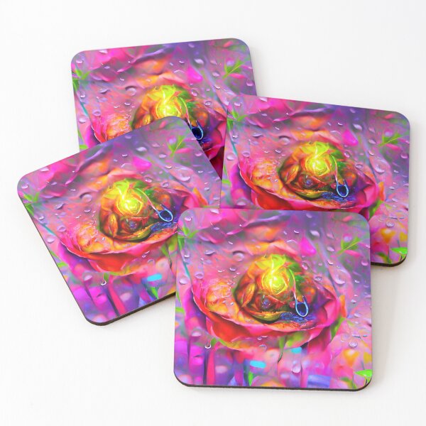Item preview, Vibrant Rainbow Rose with Water Droplets – Surreal Floral Art designed and sold by CASturgill.
