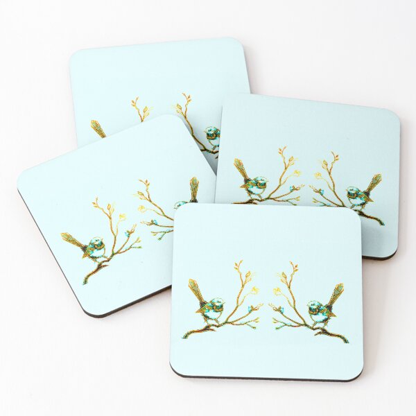 Item preview, Golden Wrens on Blue designed and sold by Linda Callaghan.