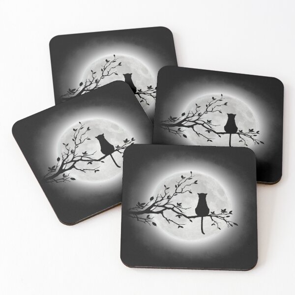 The Cat And The Moon Coasters (Set of 4)