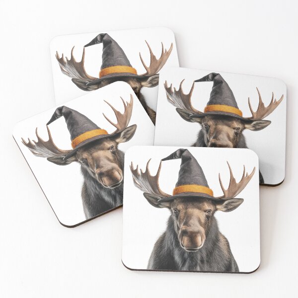 Item preview, Moose Wearing Halloween Witch Hat designed and sold by LazyOwlStore.