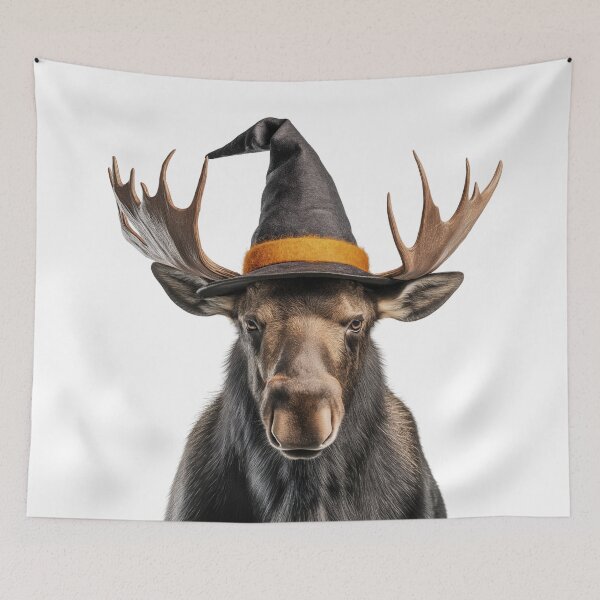 Item preview, Moose Wearing Halloween Witch Hat designed and sold by LazyOwlStore.