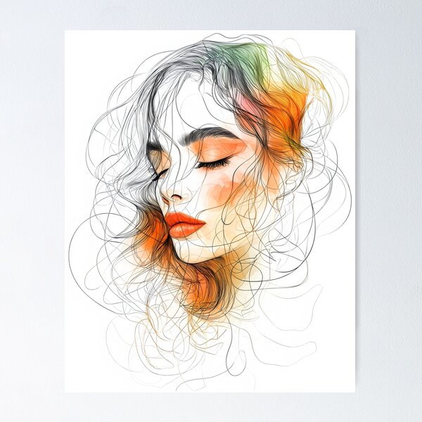 Item preview, Beautiful Curly Haired Woman Sketch designed and sold by NaughtyMeow.