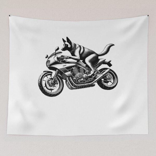 Item preview, Cool Belgian Malinois Riding a Motorcycle Biker Dog Lover designed and sold by Kimberley King Art  King Art.