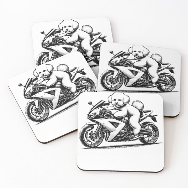 Item preview, Cool Bichon Frise Riding a Motorcycle Biker Dog Lover designed and sold by Kimberley King Art  King Art.