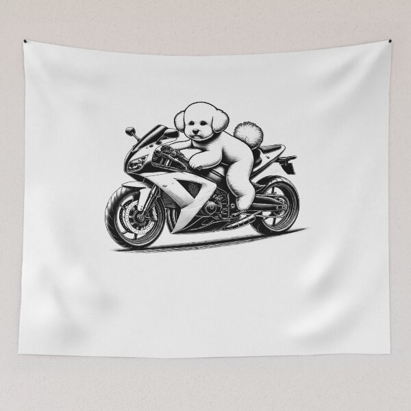Item preview, Cool Bichon Frise Riding a Motorcycle Biker Dog Lover designed and sold by Kimberley King Art  King Art.