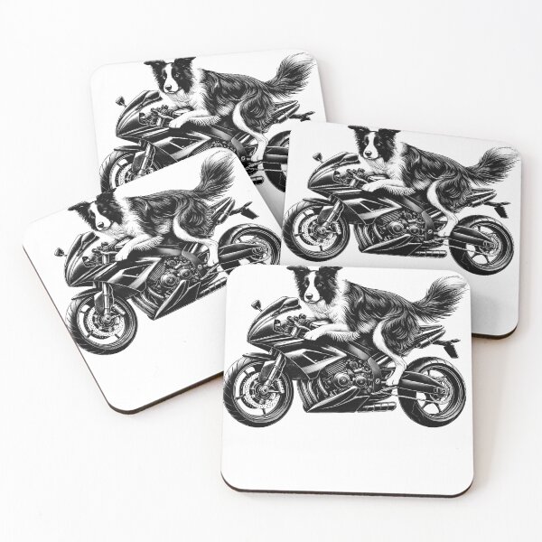Item preview, Cool Border Collie Riding a Motorcycle Biker Dog Lover designed and sold by Kimberley King Art  King Art.