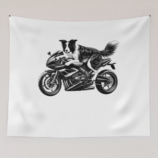 Item preview, Cool Border Collie Riding a Motorcycle Biker Dog Lover designed and sold by Kimberley King Art  King Art.