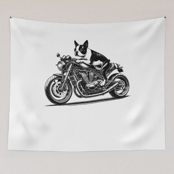 Item preview, Cool Boston Terrier Riding a Motorcycle Biker Dog Lover designed and sold by Kimberley King Art  King Art.