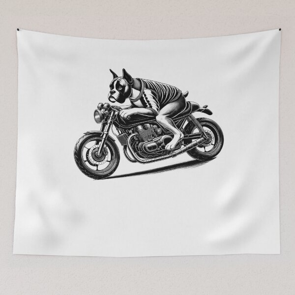 Item preview, Cool Boxer Dog Riding a Motorcycle Biker Dog Lover designed and sold by Kimberley King Art  King Art.