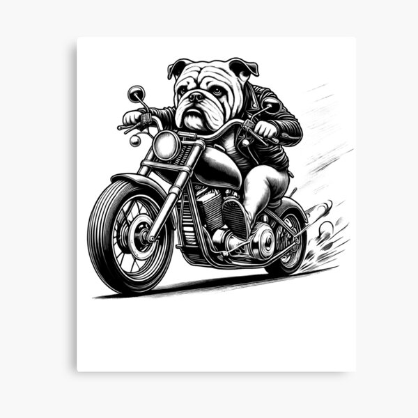 Artikel-Vorschau von Coole Bulldogge, die einen Motorrad-Biker-Hundeliebhaber fährt, designt und verkauft von Kimberley King Art  King Art.
