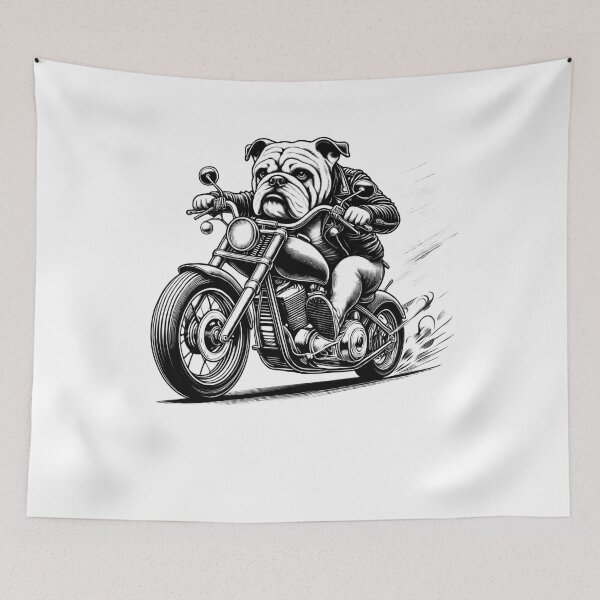 Item preview, Cool Bulldog Riding a Motorcycle Biker Dog Lover designed and sold by Kimberley King Art  King Art.