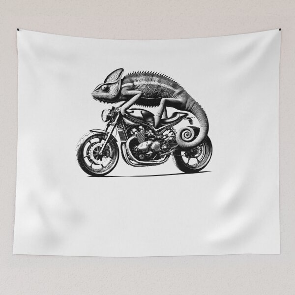 Item preview, Cool Chameleon Riding a Motorcycle Biker Chameleon Lover designed and sold by Kimberley King Art  King Art.