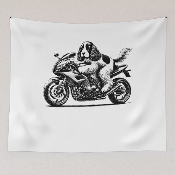 Item preview, Cool Cocker Spaniel Riding a Motorcycle Biker Dog Lover designed and sold by Kimberley King Art  King Art.