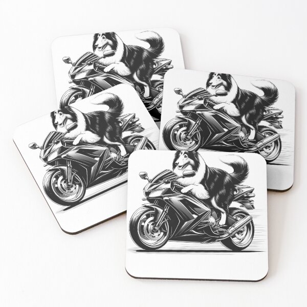 Item preview, Cool Collie Riding a Motorcycle Biker Dog Lover designed and sold by Kimberley King Art  King Art.