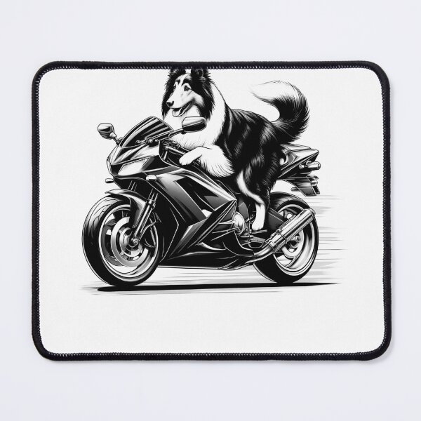 Item preview, Cool Collie Riding a Motorcycle Biker Dog Lover designed and sold by Kimberley King Art King Art.