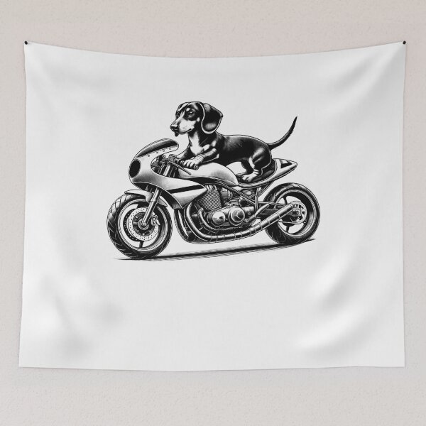 Item preview, Cool Dachshund Riding a Motorcycle Biker Dog Lover designed and sold by Kimberley King Art  King Art.