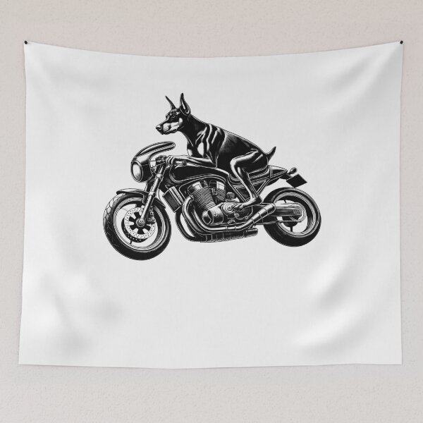 Item preview, Cool Doberman Pinscher Riding a Motorcycle Biker Dog Lover designed and sold by Kimberley King Art  King Art.