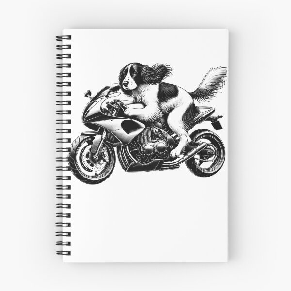 Item preview, Cool English Springer Spaniel Riding a Motorcycle Biker Dog Lover designed and sold by Kimberley King Art  King Art.