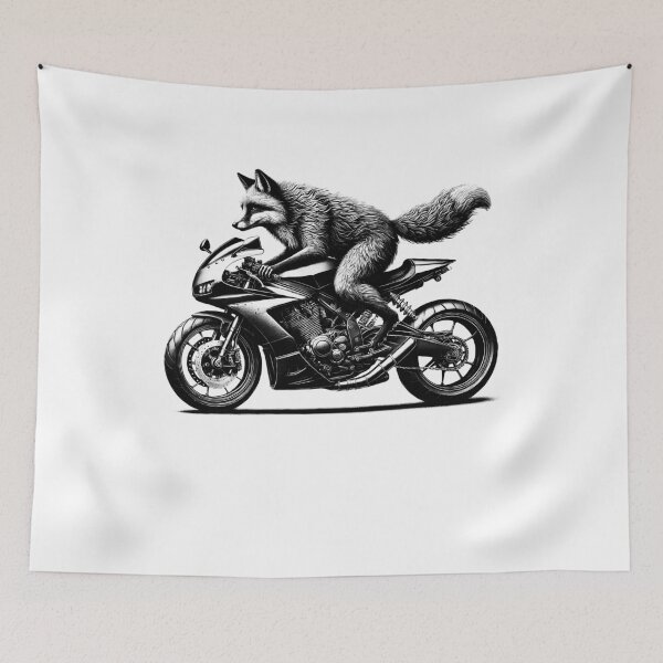 Item preview, Cool Fox Riding a Motorcycle Biker Fox Lover designed and sold by Kimberley King Art  King Art.