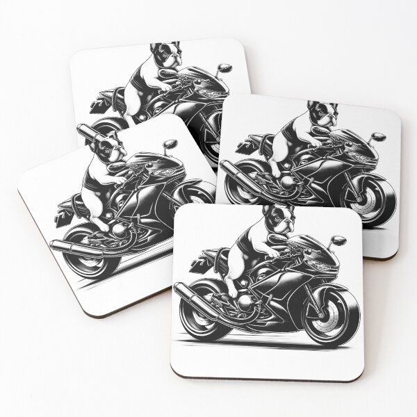 Item preview, Cool French Bulldog Riding a Motorcycle Biker Frenchie Lover designed and sold by Kimberley King Art  King Art.