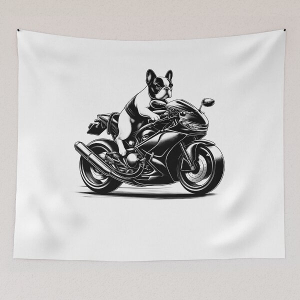 Item preview, Cool French Bulldog Riding a Motorcycle Biker Frenchie Lover designed and sold by Kimberley King Art  King Art.