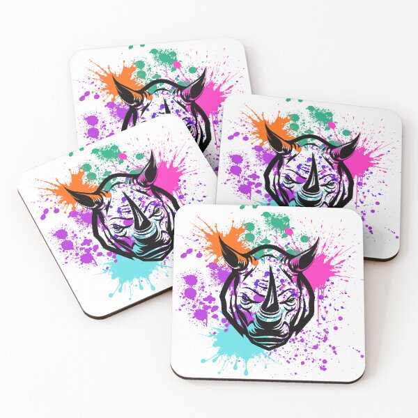 Item preview, Rhino Rainbow Splash Colourful Artwork, Animal, Rhinoceros  designed and sold by AASparksDesigns.