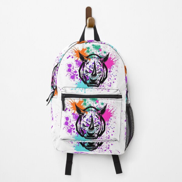 Artikelvorschau, Rhino Rainbow Splash Bunte Kunstwerke, Tier, Nashorn entworfen und verkauft von AASparksDesigns.
