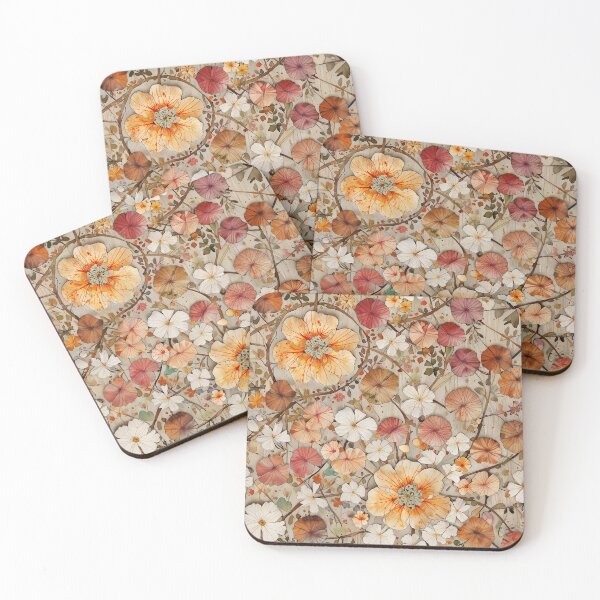 Item preview, Pressed flowers pattern with Autumn Colors on a Textured Background designed and sold by CoolPixels.