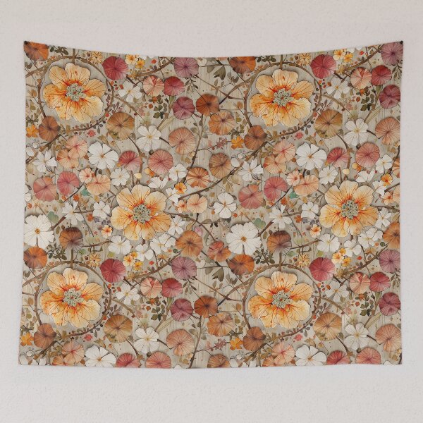 Item preview, Pressed flowers pattern with Autumn Colors on a Textured Background designed and sold by CoolPixels.