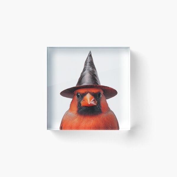 Item preview, Northern Cardinal bird Wearing Halloween Witch Hat designed and sold by LazyOwlStore.
